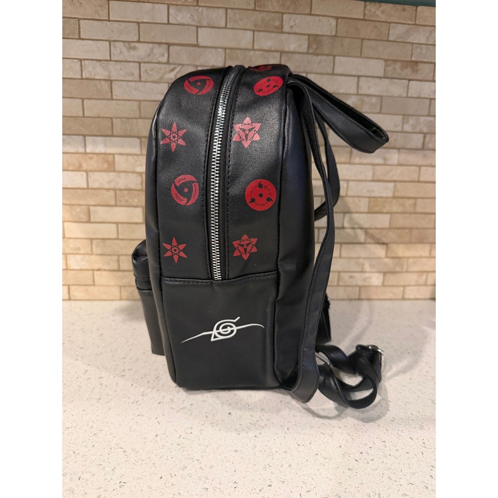 Naruto Shippuden Sasuke Uchiha Black Backpack Graphic Print Zip - Picture 3 of 8